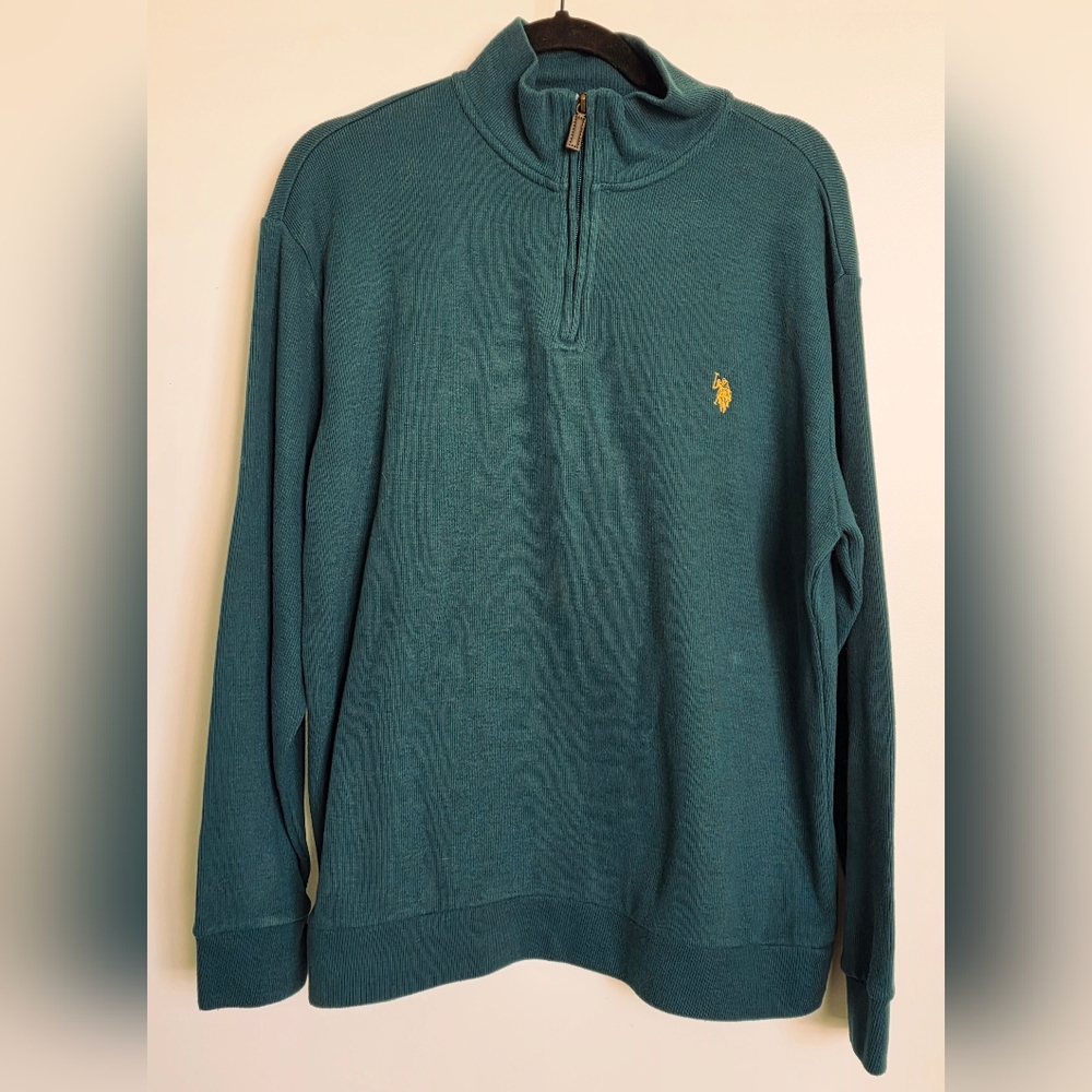U.S. Polo Assn. Men's Teal Zip-Up Sweater